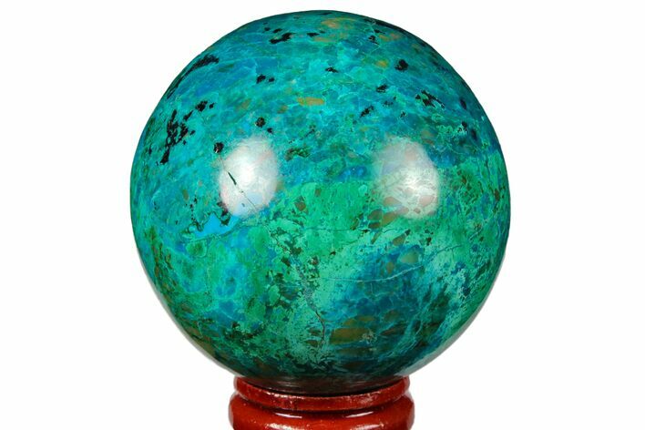 Polished Chrysocolla & Malachite Sphere - Peru #133755